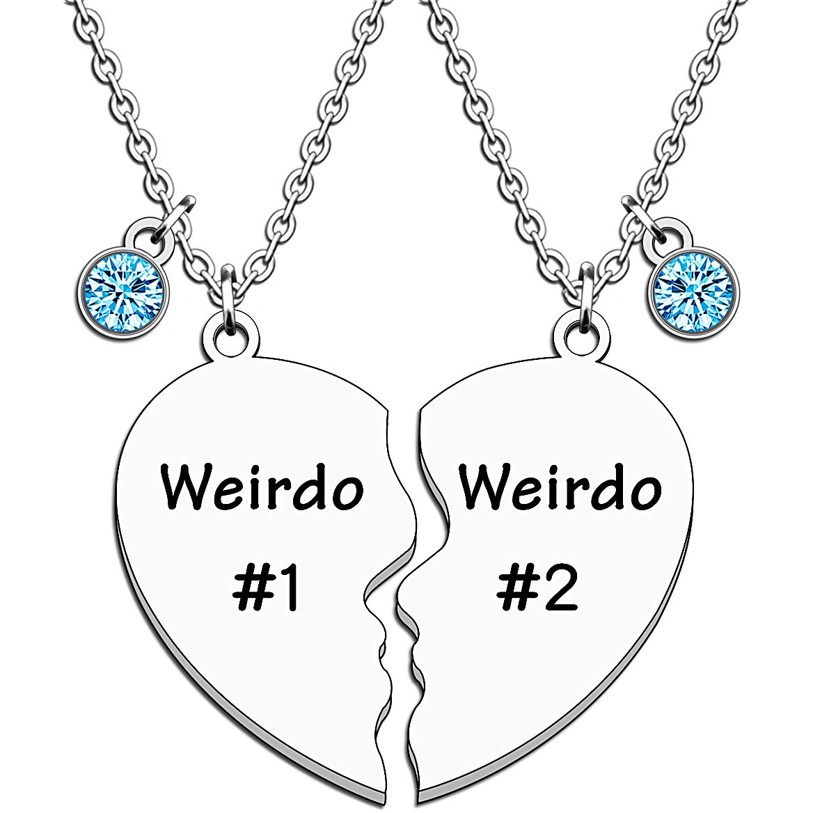 JMIMO Best Friend Necklace Weirdo 1 and Weirdo 2 Friendship Gifts for Women Men Graduation Birthday Christmas Presents