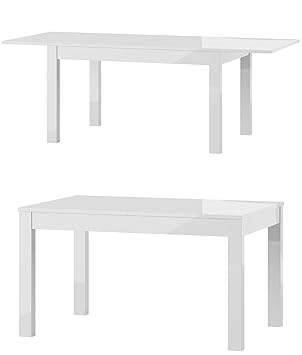 Tisch ausziehbar JOWISZ Esstisch Küchentisch 136-210 cm (Weiß Hochglanz) - Ausverkauf !!!