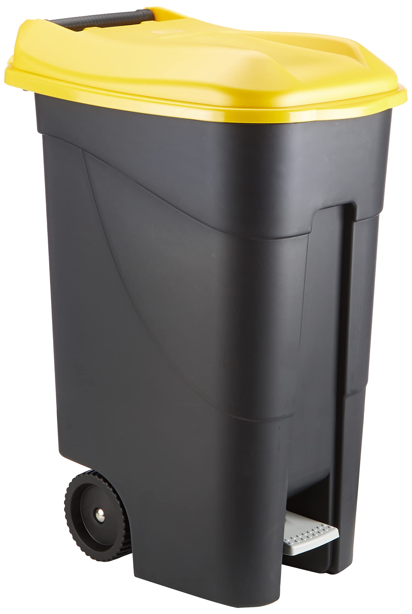 Tayg 259297 Wheeled Trash Can + Pedal 80 Litres, Black/Yellow