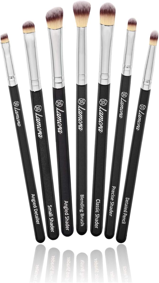 Make Up Brushes Eye Set - Eyeshadow Eyeliner Blending Crease Kit - Best Choice 7 Piece Essentials - Pencil, Shader, Tapered, Definer - Vegan Synthetic Bristles That Last Longer, Apply Better Makeup & Make You Look Flawless!