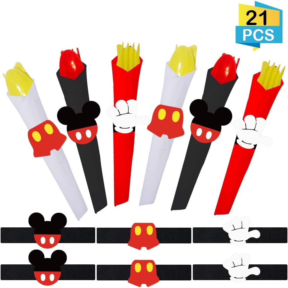21 PCS Mouse Napkin Rings Mouse Ears Napkin Rings for Kids Birthday Party Baby Shower Theme Party Supplies