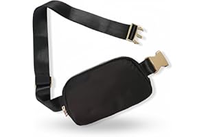 CITRUSY BOUTIQUE Boutique Belt Bag | Crossbody Bag Fanny Pack for Women Fashionable | Cute Mini Everywhere Bum Hip Waist Pack | Small Fashion Travel Chest Bag | Gold Accessories | Adjustable Extended Strap | Black