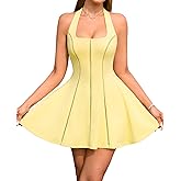 JKMNAO Women's Summer Mini Dress Halter Casual Flowy A Line Party Club Corset Short Dresses
