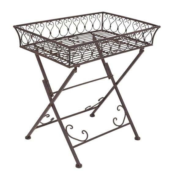 Zucca Folding Tray Table Wrought Iron Antique Brown Finish Amazon.co