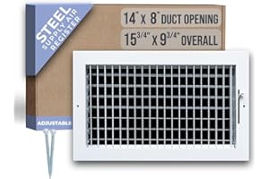 Fits 14x8 Duct Opening Steel Adjustable Air Supply Grille by Handua | Register Vent Cover Grill for Sidewall and Ceiling | White | Outer Dimensions: 15.75" X 9.75"