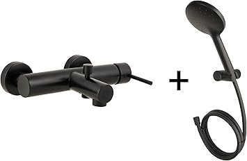 Aquasu Komplettset Badewannenarmatur Mit Brause In Schwarz Wannenarmatur Umsteller Wassersparfunktion Keramikkartusche Handbrause 12 Cm 150 Cm Schlauch Wandhalter Schwarz 88000217 Amazon De Baumarkt