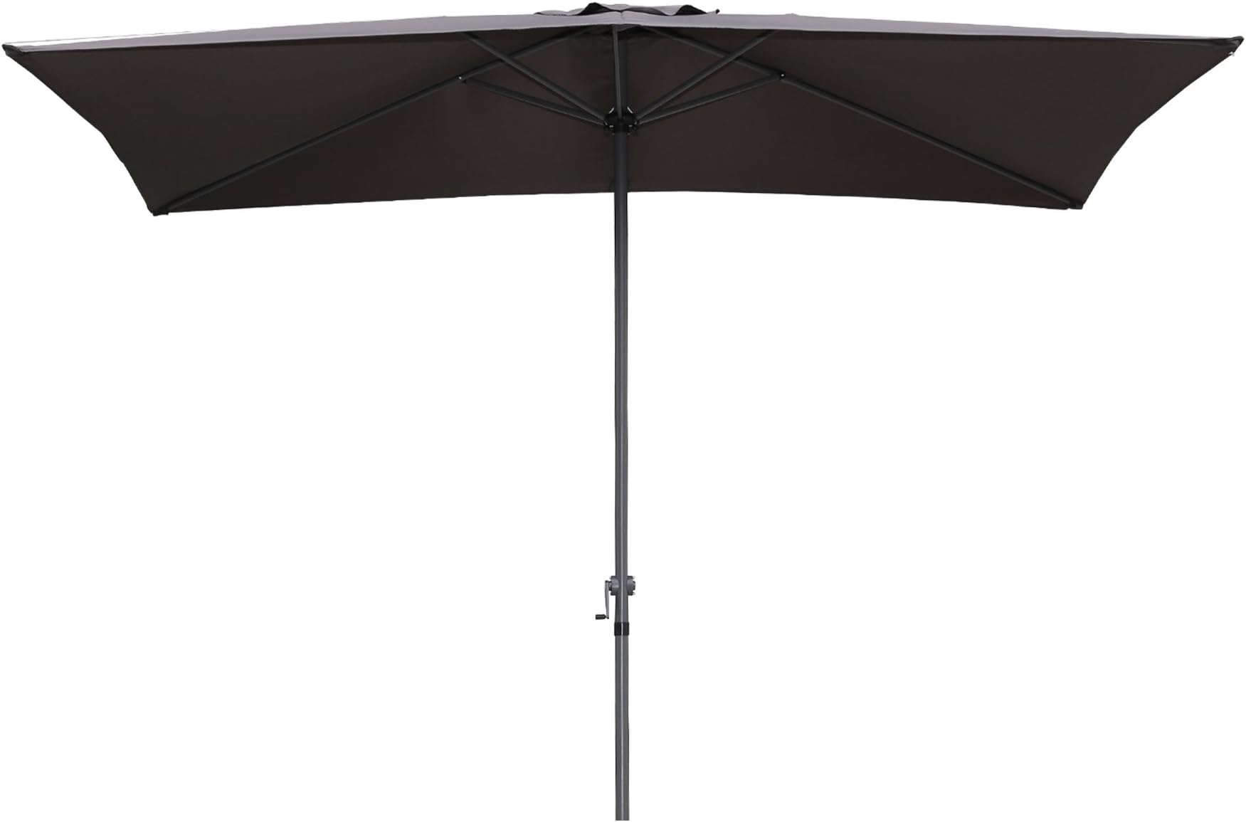 Angel Living Garden Parasol 2x3M Aluminum Umbrella with Crank Sun Shade for Garden Patio Furniture (Grey)