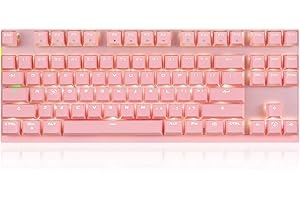 Motospeed 2.4GHz Wireless/Wired Mechanical Gaming Keyboard White Backlit/Durable Battery,Type-C Gaming/Typist Keyboard for Ma