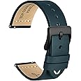 WOCCI 22mm Old-fashioned Watch Band for Men, Top Grain Leather, Retro Blue Matte Buckle (Retro Blue)