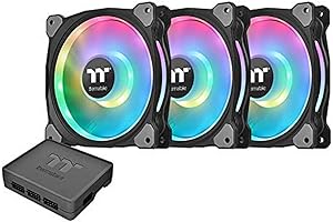 Thermaltake Riing Duo 120mm 16.8 Million RGB Color (Alexa, Razer Chroma) Software Enabled 2 Light Rings 18 Addressable LED 9 Blades Hydraulic Bearing Case/Radiator Fan, 3 Pack, CL-F073-PL12SW-A