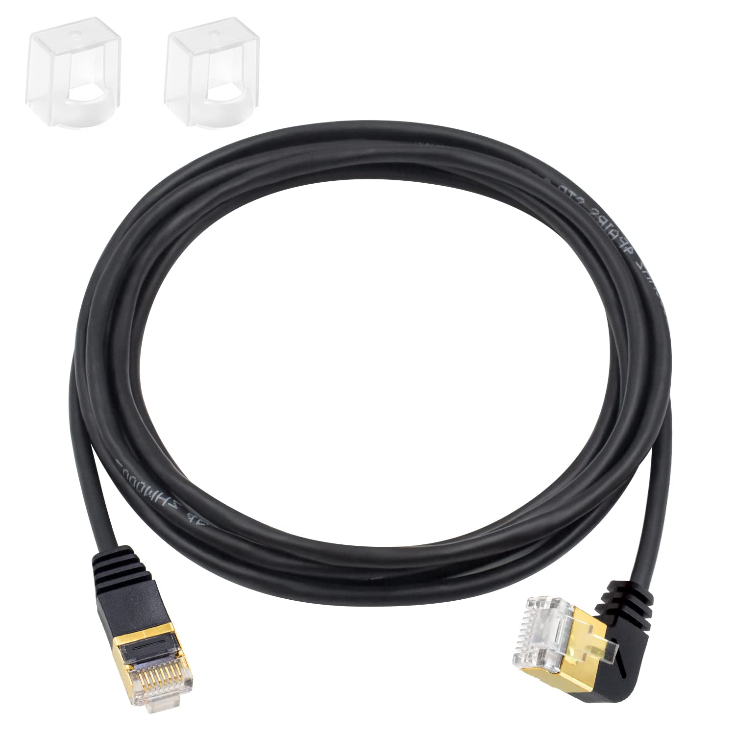 Duttek Cat8 Ethernet Cable, 40Gbps 2000Mhz Right Angle Ethernet Cable Extender RJ45 Cable with Gold Plated Head RJ45 Ethernet Connectors for Laptop, Switch, Desktop, 2m