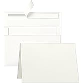 Guakicae 100 Packs Cream Blank Cards and Envelopes 5 x 7 Off White Heavyweight Folded Cardstock and A7 Envelopes Printable Self Seal for Wedding Invitations, Greeting Cards, Party