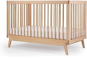dadada Baby Soho 3 in 1 Convertible Wooden Crib to Toddler Bed - Made in Italy, GREENGUARD Gold Certified, Baby-Safe Finish, Sustainable Beech Wood, Modern Design, 3 Adjustable Heights (Natural)