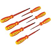 Performance Tool W30897 7-Piece Insulated Electrical Screwdriver Set | Insulated up to 1000V AC and 1500V DC. IEC 60900 tested. Non-slip grips. Slotted and Phillips hand tools