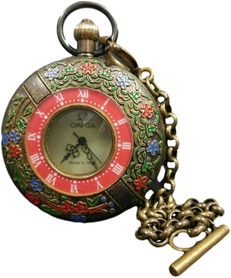 Amazon Co Jp Laojunlu 返却銅七宝ダブルオープン懐中時計 オメガ ワンピース 骨董品をまねる 銅器コレクション 絶世の孤品 腕時計