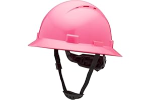 RIDGEROCK Full Brim Vented Pink Hard Hat Construction OSHA Safety Helmet 6 Point Ratcheting System | Meets ANSI Z89.1 | Personal Protective Equipment Carbon Fiber Design Hard Hat