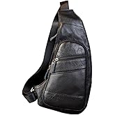 KPYWZER Vintage Leather Sling Bag Backpack for Men Crossbody Shoulder Chest DayPack Backpacks