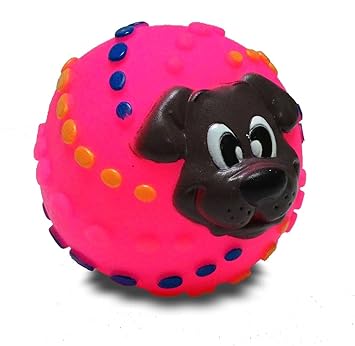 Pupkart Rubber Dog Squeeze Ball Toy with Colourful Paws Stud (Green, Medium)