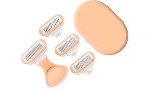 CBTLYSK Women's Razor Set with Aloe Vera Soap Bar - Manual Razor + 4 x 5 Razor Blade Refill + Short Handle Razor Stand (Orange)