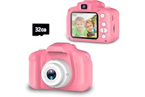 Seckton Upgrade Kids Selfie Camera, Christmas Birthday Gifts for Girls Age 3-9, HD Digital Video Cameras for Toddler, Portable Toy for 3 4 5 6 7 8 Year Old Girl with 32GB SD Card-Pink