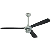 Westinghouse Ventilatore A Soffitto Mountain Gale 132cm - Per Esterno/Interno, 3 Pale, Metallo Argento Con Pale Nere, Interruttore A Catenella - 3