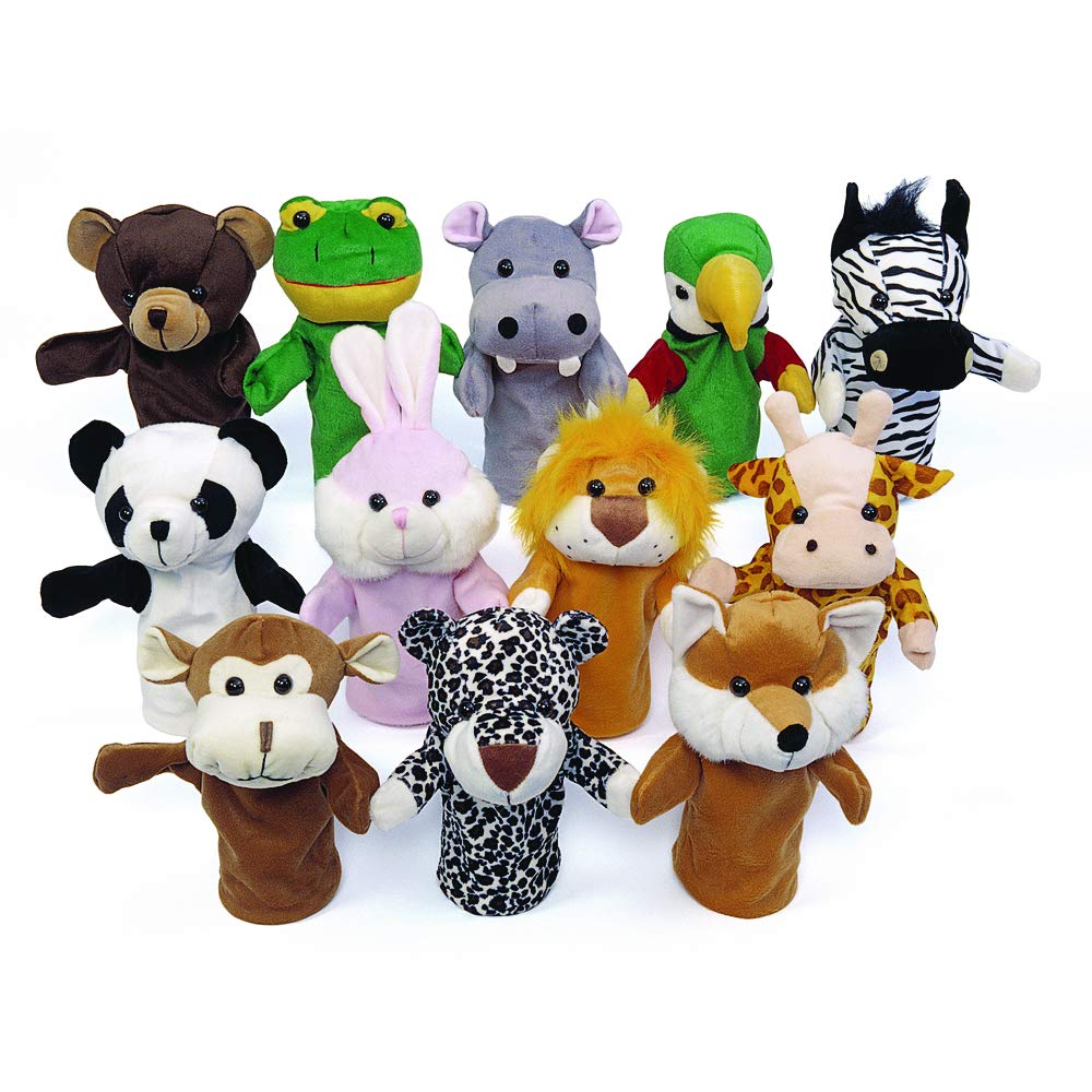 Excellerations Plush Imaginative Play Animal Hand Puppets, Set of 12