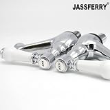 JASSFERRY Pair of Basin Taps Hot Cold White Ceramic Handle 1/4 Turn Chrome Set view 6