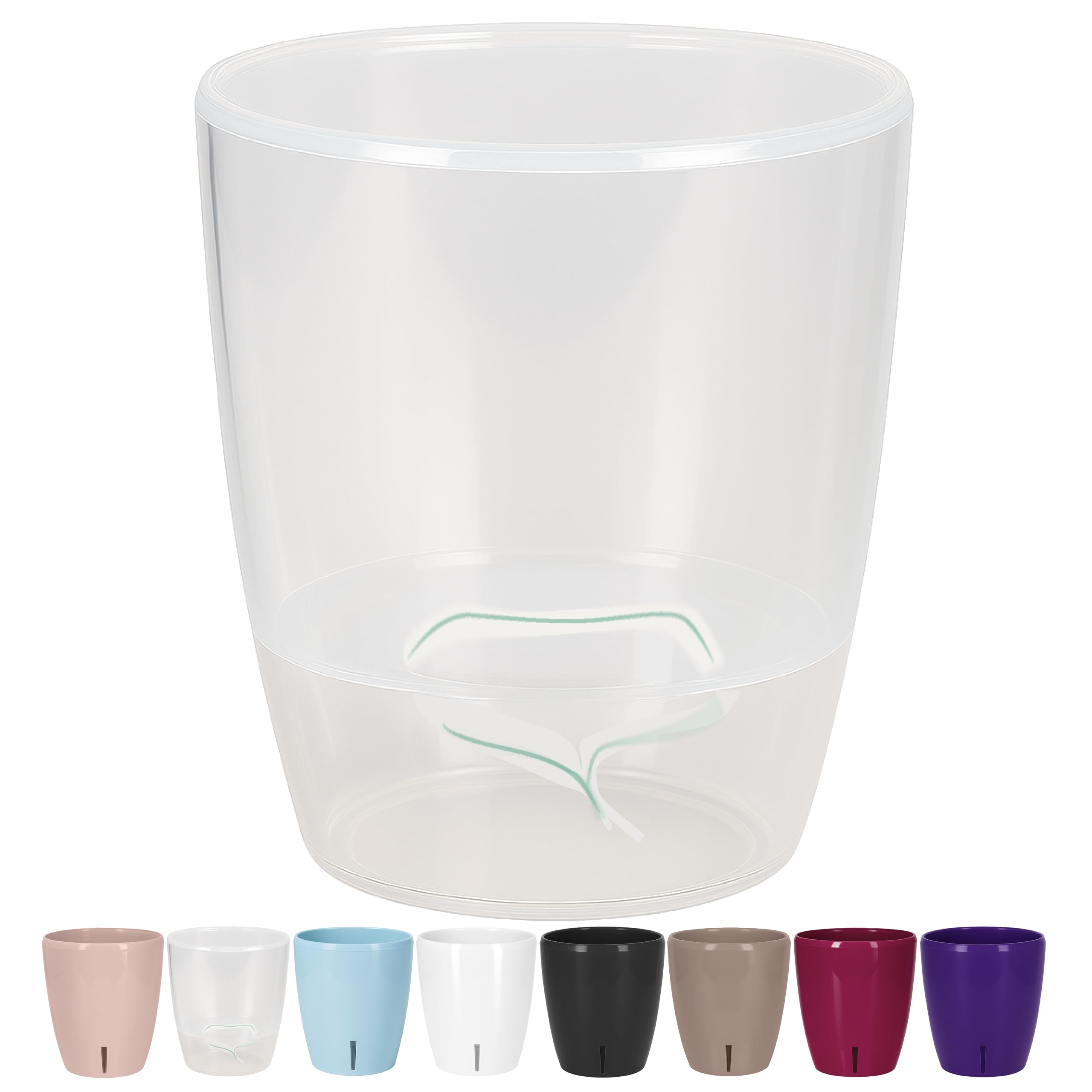 Santino Orchid Pot D 12 cm with Wick System and Water Indicator for Indoor Use, Transparent, 1.3 L