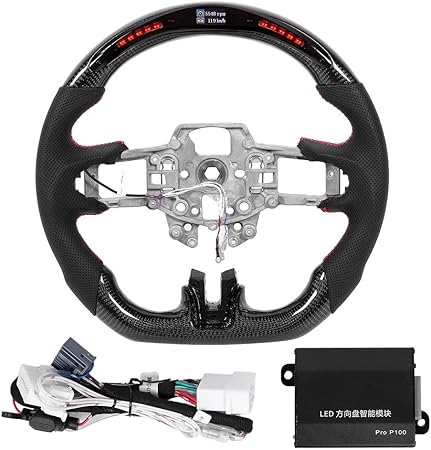Amazon Ledステアリングホイール カーボンファイバーステアリングホイール カーボンファイバーステアリングホイール Ledシフトライトディスプレイステアリングホイール車f Mustang V6 Ecoboost Gt Shelby 15 17用の改造アクセサリーフィット ステアリング