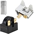 Jawfait PTC Refrigerator Start Relay and Overload Protector Kit, QP2-15 3 Pin 15 Ohm Starter and Fridges Overload Protector 1/4HP Compatible with LG Refrigerator Compressor