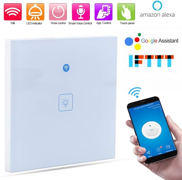 PUSOKEI Smart Home Switch EU 1 WayEU 2 WayEU 3 Way WiFi Touch Wall Panel   Smart Life Switch Aplicacin de telfono Control RemotoInteligente por Voz Compatible con Google HomeAlexaEU 1 Way