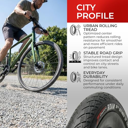 Fincci Pneu Velo 700x38c - Paire Pliable Pneus 28, 40-622 avec Protection Antiponcture Anti-Crevaison 1 mm pour Vélo de Route, VTT Montagne Adulte Velo électrique, Tournée Bicyclette - Un Paquet de 2