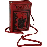 Things2Die4 Book of Dracula Vinyl Handbag Novelty Clutch Purse Crossbody Bag, Red, Small