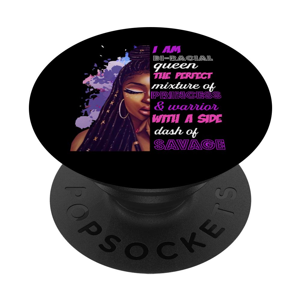 Black Woman Princess And Warrior Biracial GIrl Black Woman PopSockets Swappable PopGrip