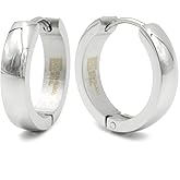 Stainless Steel Curved Face Round Hoop Men Earrings Gold-tone Silver-tone Black 18mm