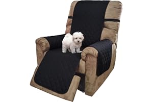 U-NICE HOME Recliner Chair Covers Reversible Chair Cover Pet Covers for Dogs with Elastic Straps Water Resistant Diamond Quilted (28''Recliner Oversized, Black/Black)