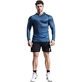 Men's UPF 50 Sun Hoodie Workout Shirt - Moisture Wicking Compression Fit, Lightweight Long Sleeve Running Top