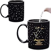 Okuna Outpost 11-Ounce Color Changing Coffee Mug - Heat-Reveal Constellations & Zodiac Sign Coffee Mug - Astrology Fans & Aquarius Cup for Women - Dishwasher-Safe & Color Changing Cup - 11 oz, Black