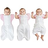 Transition Baby Swaddle 3-6 Months 12-18 lb, Arms In/Out Swaddle Sleep Sack with 2-Way Zipper Moisture-Wicking Fabric, Improves Sleep Snug Fit Helps Calm Startle Reflex,1Pack,Pink