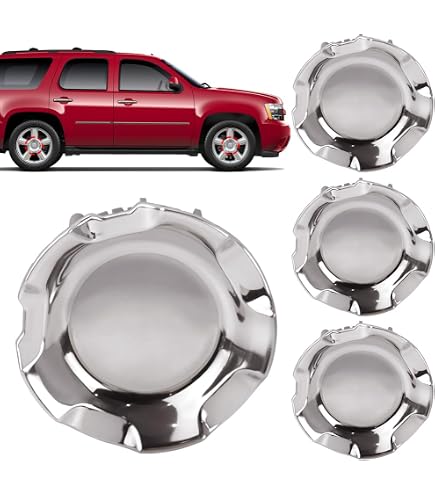 4 Chrome Center Caps For Chevy Silverado 1500, Tahoe, Suburban 2014-2020 – 3.25" Gloss Black Accent
