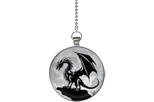 Gotham Decor Rock Dragon Moon Glow in the Dark Ceiling Fan and Light Pull Chain Pendant Single Sided