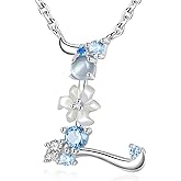 VIKI LYNN Initial Necklace for Women 925 Sterling Silver Initial A to Z Letter Pendant Necklace with Blue Flower Cubic Zirconia Birthday Engagement Gift for Women,Mom, Couple