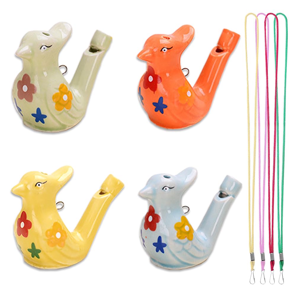 Oricool Ceramic Bird Pipe Bird Whistle Children's Bird Whistle Sound - Clay Whistle Bird Gifts Birthday Gifts Pack of 4