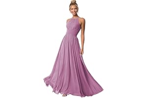 Clothfun Women's Halter Bridesmaid Dresses Long Chiffon Formal Dresses Evening Party Dress 2025