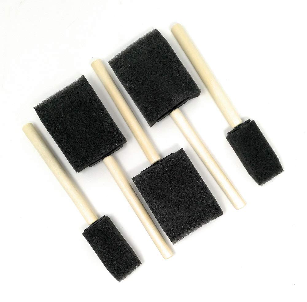Foam Brush Sponge Wooden Handle Paint Craft Glass Glitter Glue Application 5 PCs