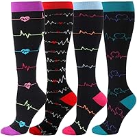 HLTPRO Compression Socks for Women & Men Circulation - 4 Pack for Nurse, Medical, Running, Flight