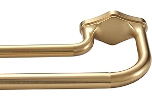 Lwiiom Gold Double Curtain Rods For Windows 72-144 Inch,Heavy Duty Double Curtain Rod with Aluminum Finials and Bracket,Adjustable Double Window Rods For Blackout Or Room Darkening Panels