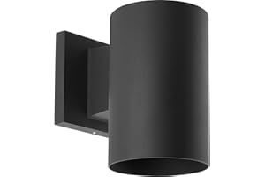 Progress Lighting P5712-31 5in Cylinder Modern Outdoor Wall Lantern Light, 7-1/4 Inch Tall, Black (Incandescent E26)