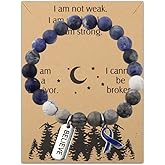 WSNANG Colon Cancer Awareness Gifts Dark Blue Awareness Ribbon Bracelet Inspirational Jewelry for Cancer Survivor Fighter