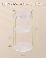 SONGMICS Rotating Makeup Organiser 3-Tier Round Vanity Organiser view 6